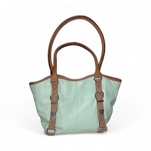 Apt. 9 Mint Green & Tan Faux Leather Tote Handbag